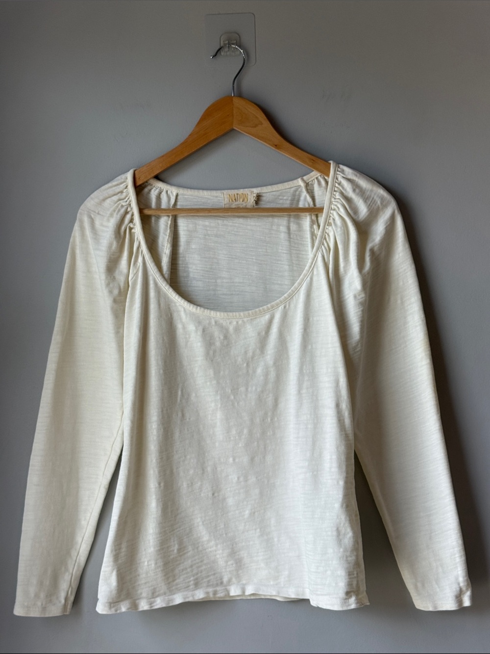 NATION LTD Cream Long Sleeve Tee Shirt